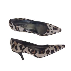 Bandolino Calf Hair Leather Animal Print Pumps 8.5M Black Tan